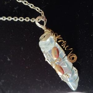 Handcrafted crystals with silver and gold wire with gold beads 24-in chain